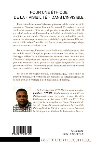 Pour une éthique de la "visibilité" dans l'invisible (9782296013520-back-cover)