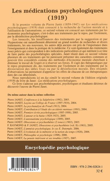 Les médications psychologiques (1919) vol. II, Les économies psychologiques (9782296028241-back-cover)