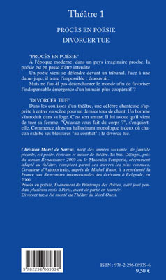 Théâtre 1, Procès en poésie - Divorcer tue (9782296089396-back-cover)