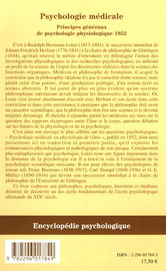 Psychologie médicale, Principes généraux de psychologie physiologique (9782296017849-back-cover)