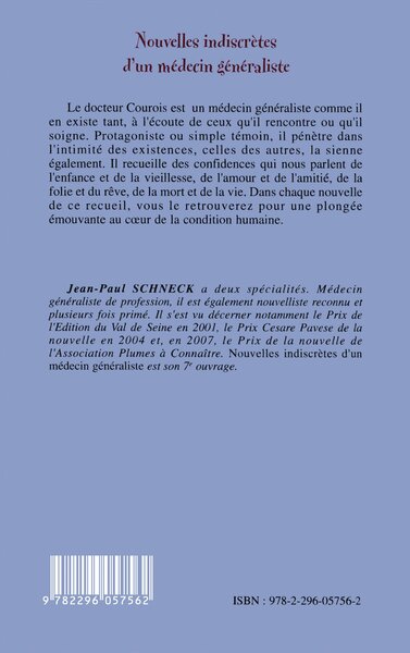 Nouvelles indiscrètes d'un médecin généraliste (9782296057562-back-cover)