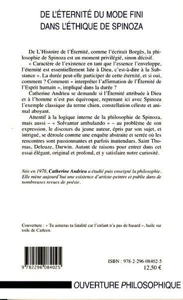 De l'éternité du mode fini dans l'éthique de Spinoza, "Le Chien constellation céleste et le chien animal aboyant" (9782296084025-back-cover)