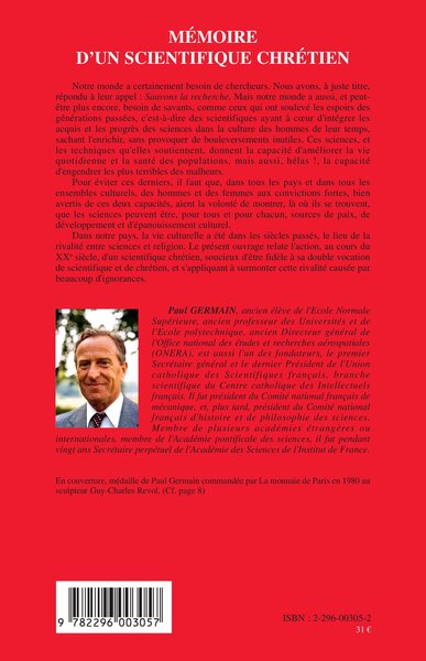 Mémoire d'un scientifique chrétien (9782296003057-back-cover)
