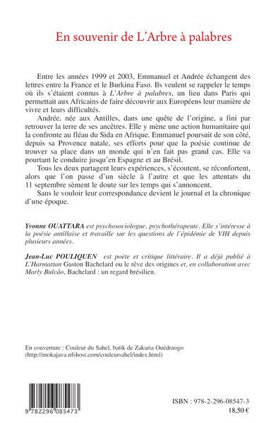 En souvenir de l'Arbre à palabres, Lettres de France et du Burkina Faso (9782296085473-back-cover)