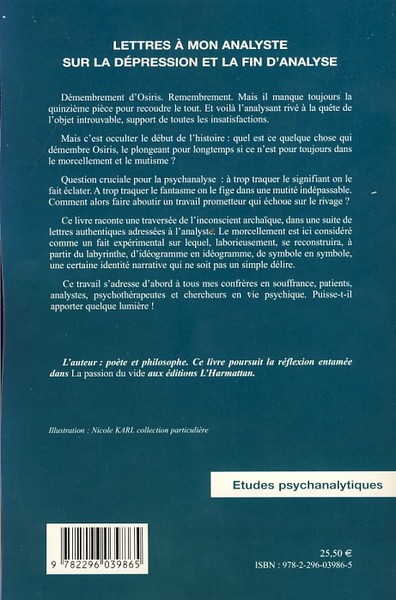 Lettres à mon analyste sur la dépression et la fin d'analyse, Le syndrome d'Osiris (9782296039865-back-cover)