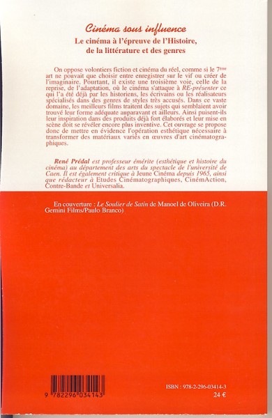 Cinéma sous influence, Le cinéma à l'épreuve de l'Histoire, de la littérature et des genres (9782296034143-back-cover)