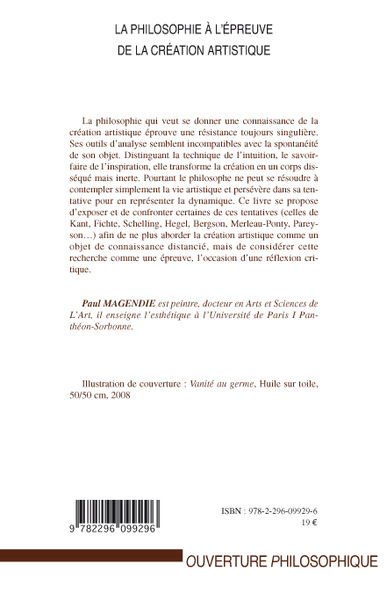 La philosophie à l'épreuve de la création artistique (9782296099296-back-cover)