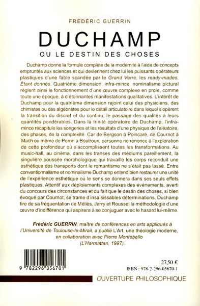 Duchamp, Ou le destin des choses (9782296056701-back-cover)