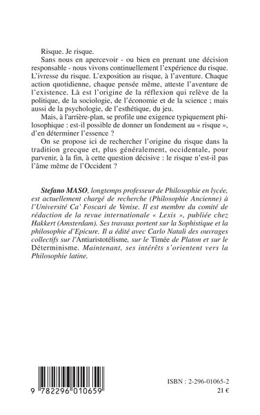 Fondements philosophiques du risque (9782296010659-back-cover)