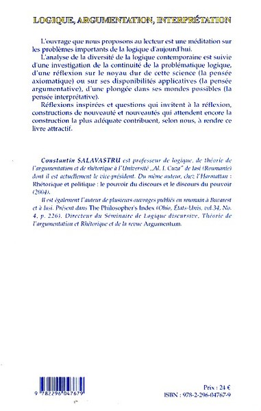 Logique, argumentation, interprétation (9782296047679-back-cover)