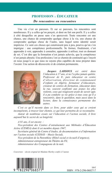 Profession : éducateur, De rencontres en rencontres (9782296068377-back-cover)