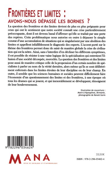 Mana, Frontières et limites : avons-nous dépassé les bornes ?, n°14-15 (9782296034624-back-cover)