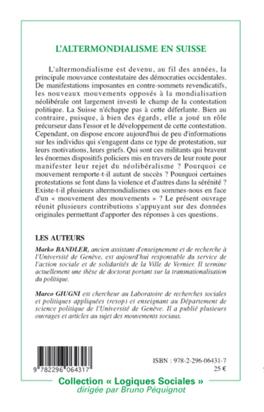 L'altermondialisme en Suisse (9782296064317-back-cover)