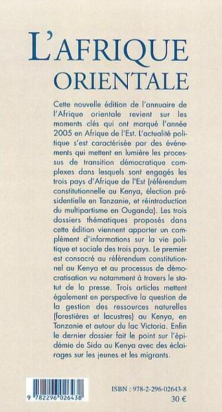 L'Afrique orientale annuaire 2005 (9782296026438-back-cover)