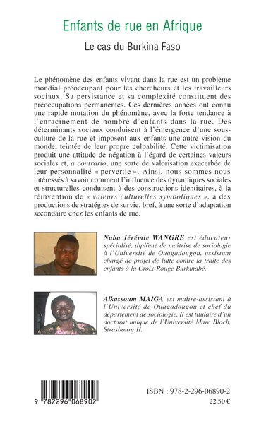 Enfants de rue en Afrique, Le cas du Burkina Faso (9782296068902-back-cover)