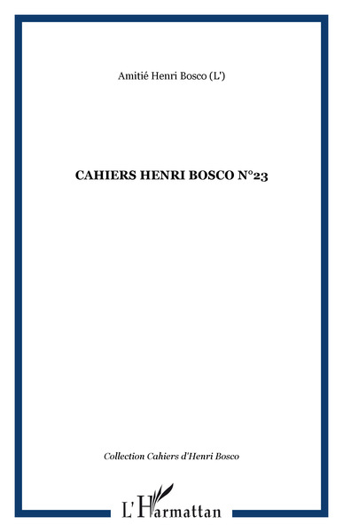 CAHIERS HENRI BOSCO N°23 (9782296072954-front-cover)
