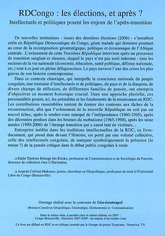 RDCongo : Les élections, et après ?, Intellectuels et politiques posent les enjeux de l'après-transition (9782296022751-back-cover)