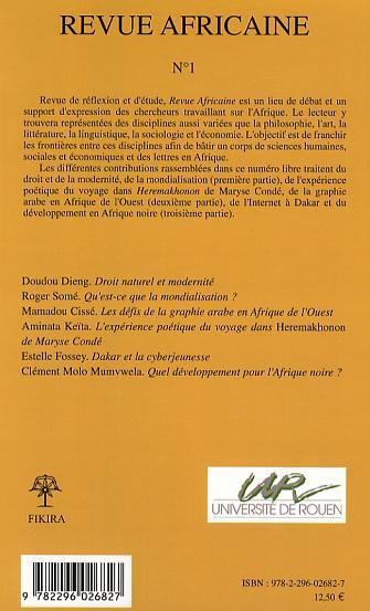 Revue africaine, Droit naturel et modernité (9782296026827-back-cover)