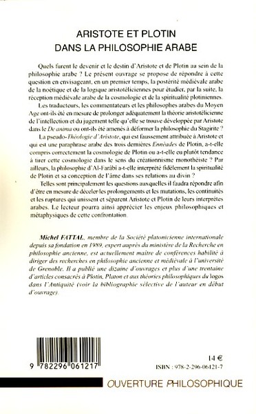 Aristote et Plotin dans la philosophie arabe (9782296061217-back-cover)