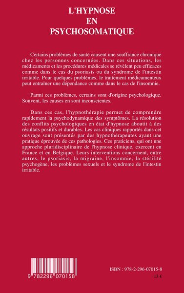 L'hypnose en psychosomatique (9782296070158-back-cover)