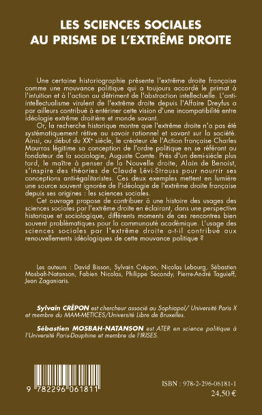 Les sciences sociales au prisme de l'extrême droite (9782296061811-back-cover)