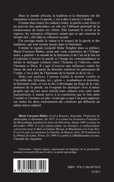 Tradition et littérature orale en Afrique noire, Parole et réalité (9782296097100-back-cover)