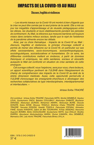 Impacts de la Covid-19 au Mali, Discours, fragilités et résiliences (9782343249209-back-cover)