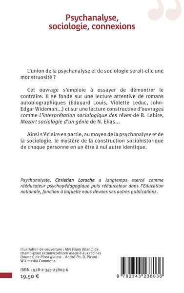 Psychanalyse, sociologie, connexions (9782343238036-back-cover)