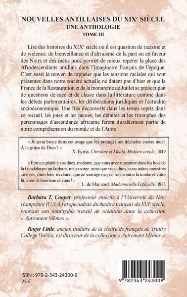 Nouvelles antillaises du XIXe siècle, Une anthologie - Tome III (9782343243009-back-cover)