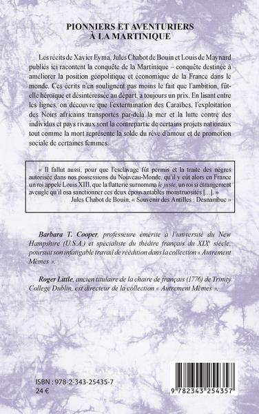 Pionniers et aventuriers à la Martinique (9782343254357-back-cover)