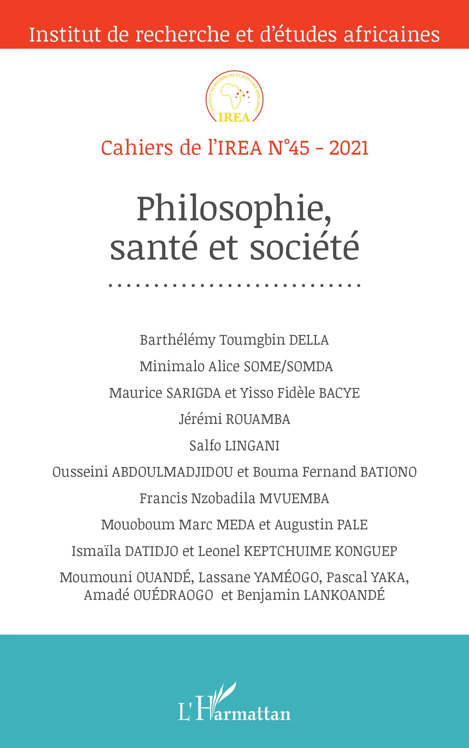 Cahiers de l'IREA, Philosophie santé et société, Cahiers de l'IREA 45 (9782343252452-front-cover)