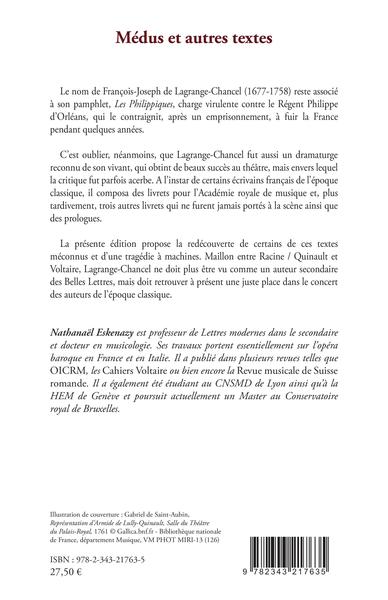 Médus Roi des Mèdes, Cassandre, Ariane, Le Crime puni, Orphée (9782343217635-back-cover)