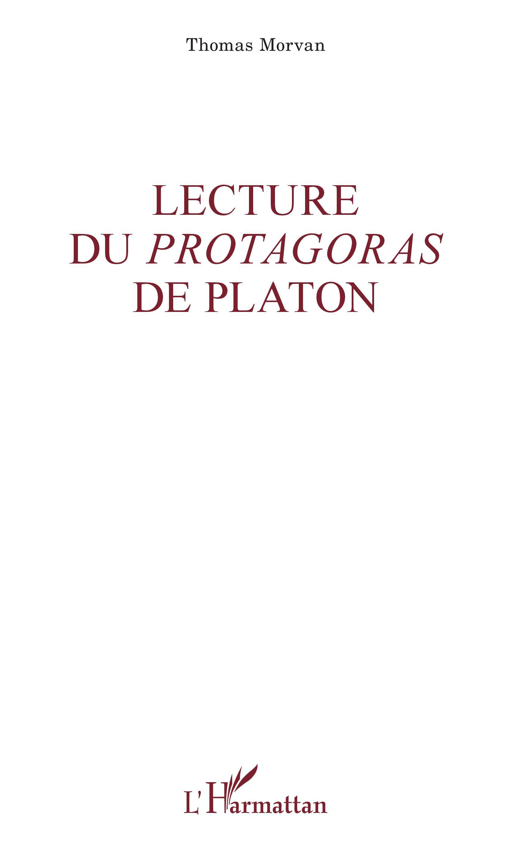 Lecture du Protagoras de Platon (9782343223858-front-cover)