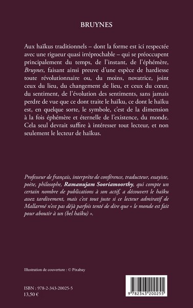 Bruynes, Les haïkus de Ramanujuam (9782343200255-back-cover)