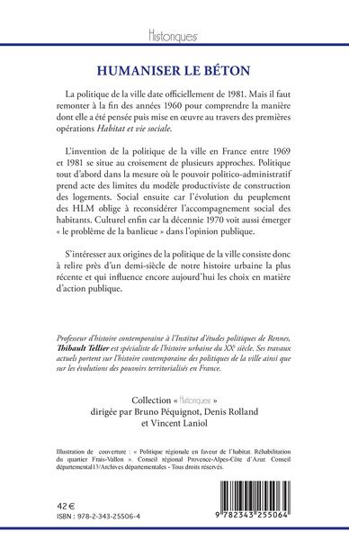 Humaniser le béton, Les origines de la politique de la ville en France (1969-1983) (9782343255064-back-cover)