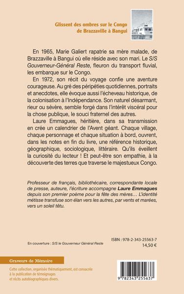 Glissent des ombres sur le Congo de Brazzaville à Bangui (9782343255637-back-cover)