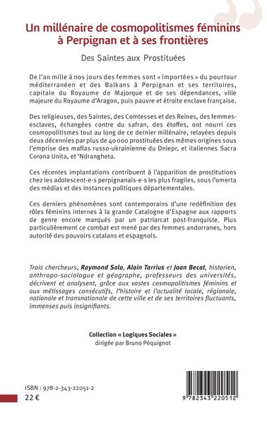 Un millénaire de cosmopolitismes féminins à Perpignan et à ses frontières, Des Saintes aux Prostituées (9782343220512-back-cover)