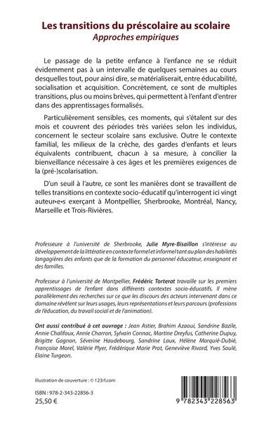 Les transitions du préscolaire au scolaire, Approches empiriques (9782343228563-back-cover)