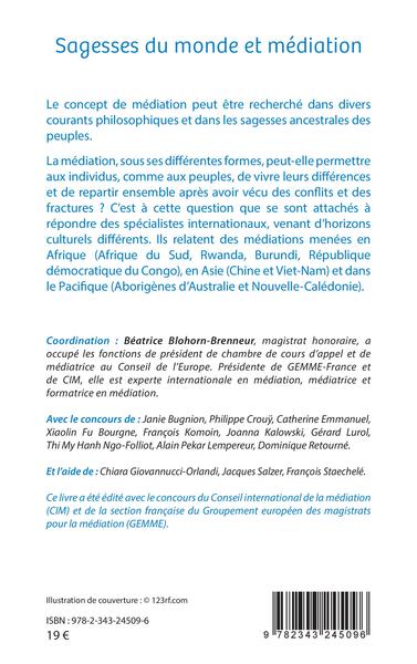 Sagesses du monde et médiation, Sources philosophiques - Actions en Afrique, Asie et Océanie (9782343245096-back-cover)