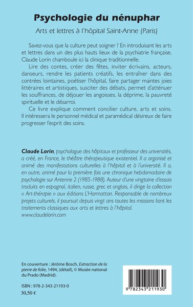 Psychologie du nénuphar, Arts et lettres à l'hôpital Saint-Anne (Paris) (9782343211930-back-cover)