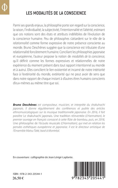 Les modalités de la conscience, Formes expressives et relationnelles de l'intentionnalité (9782343205441-back-cover)