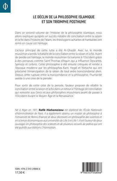 Le déclin de la philosophie islamique et son triomphe posthume (9782343248066-back-cover)