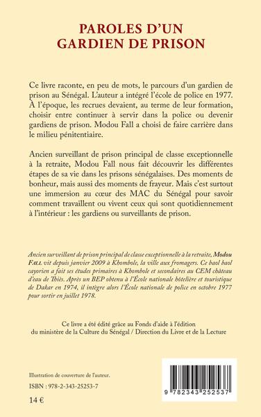 Paroles d'un gardien de prison (9782343252537-back-cover)