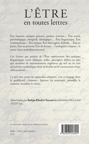 L'être en toutes lettres (9782343216201-back-cover)