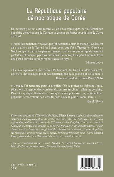 La République populaire démocratique de Corée, "Et pour vous, qui suis-je ?" (9782343216072-back-cover)