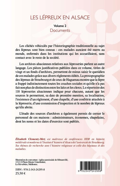 Les lépreux en Alsace, Documents (9782343242958-back-cover)