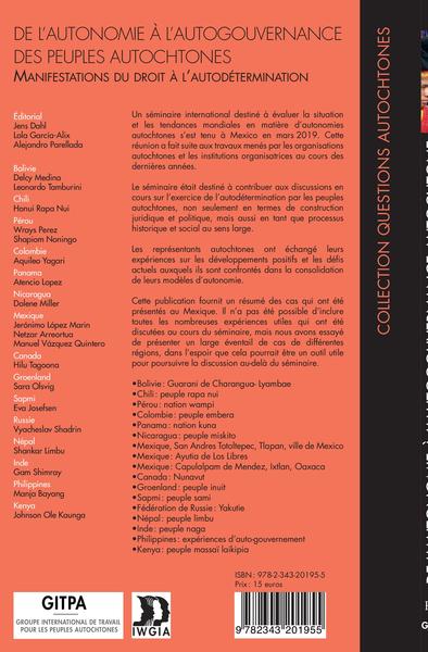 De l'autonomie à l'autogouvernance des peuples autochtones, Manifestations du droit à l'autodétermination (9782343201955-back-cover)