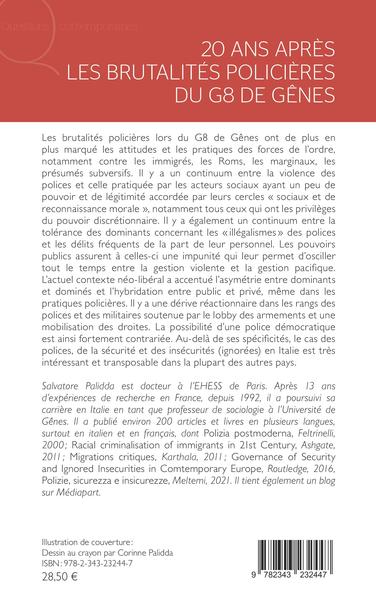 20 ans après les brutalités policières du G8 de Gênes, Forces de police italiennes entre sécuritarisme et insécurités ignorées (9782343232447-back-cover)