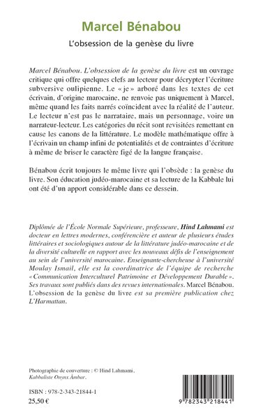 Marcel Bénabou, L'obsession de la genèse du livre (9782343218441-back-cover)