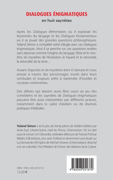 Dialogues énigmatiques, en huit saynètes (9782343251370-back-cover)